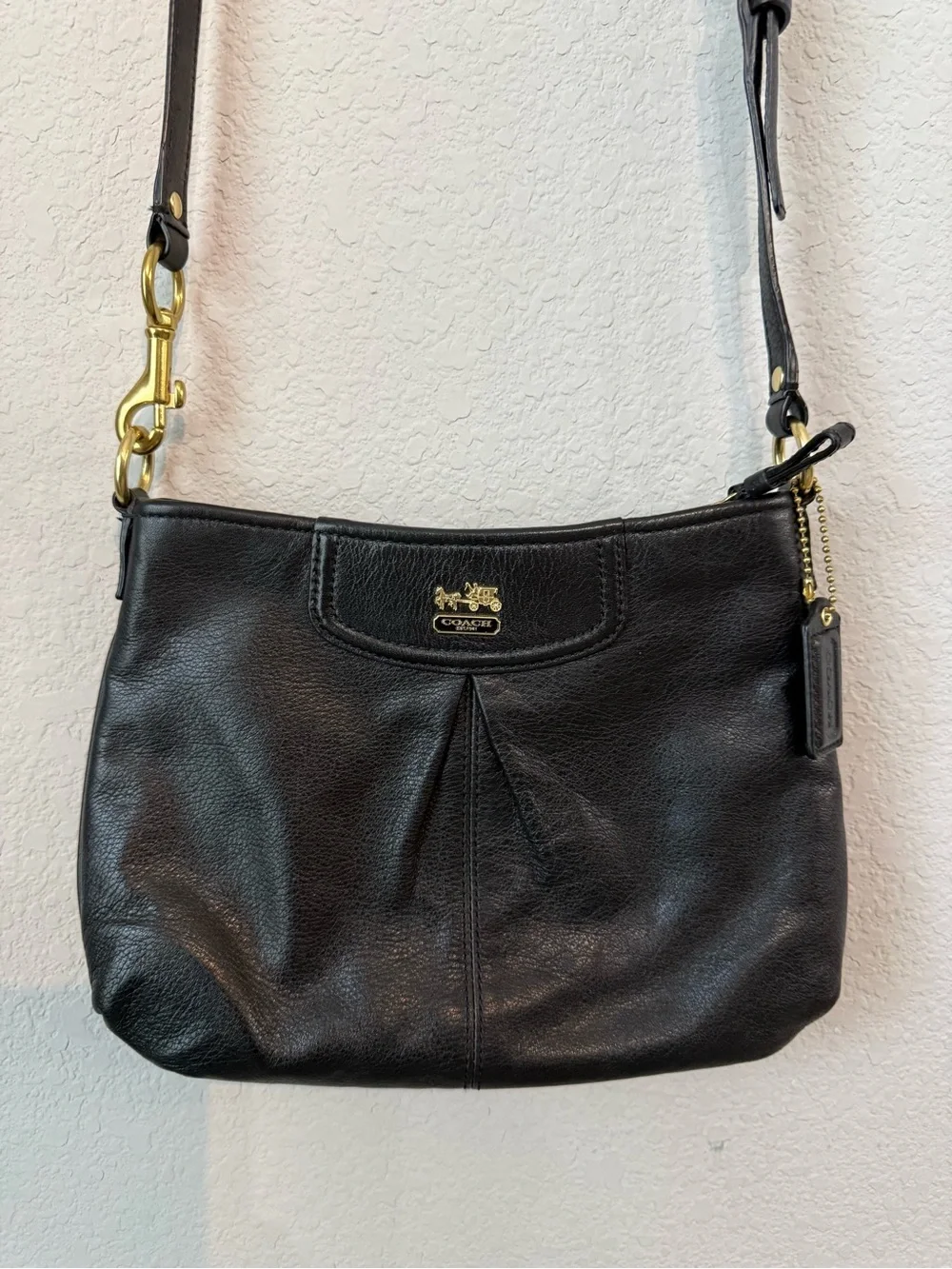 Coach Madison Leather Crossbody Bag Silver Hardware Purple Lining EUC